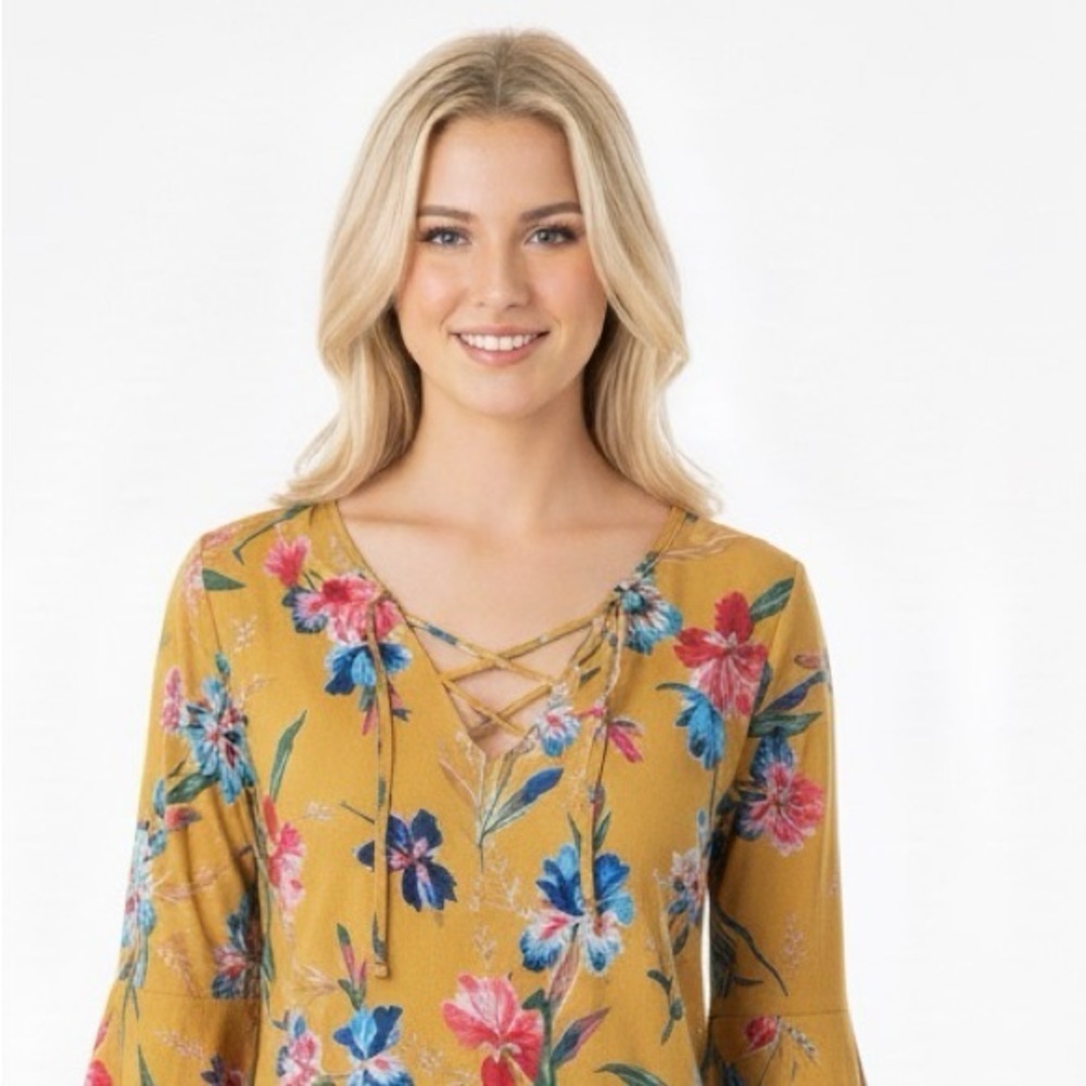 Jodifl floral plunge neckline boho top size medium